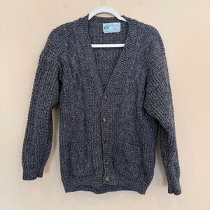 Aran Irish Cardigan Sweater 100% Wool